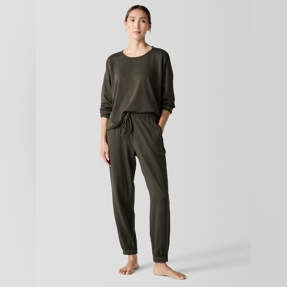 Eileen Fisher Brushed Terry Jogger Pant Olive 2X - Picture 2 of 6